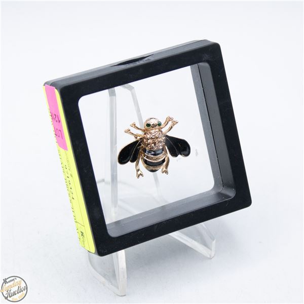 NEW BEE-SHAPE BROOCH BLACK, ENAMEL