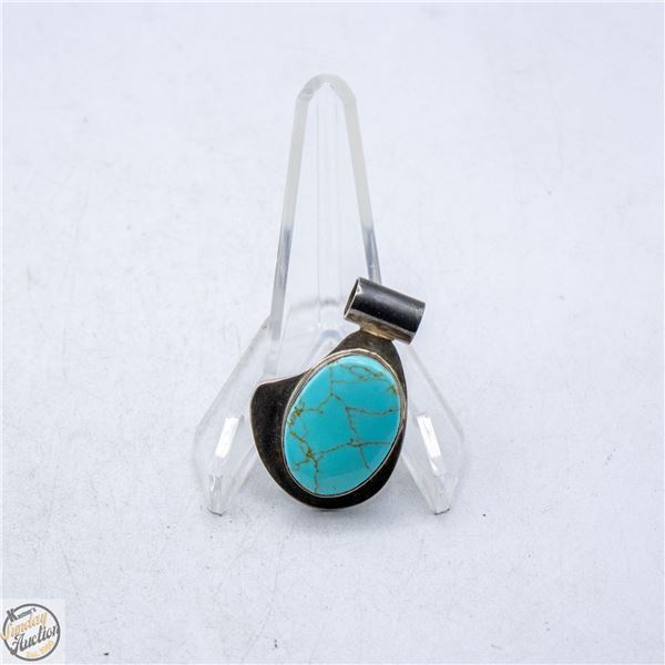 MEXICO ALPACA SILVER+TURQUOISE STYLE PENDANT