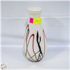 Image 1 : BLOWN GLASS VASE RED, BLACK GLASS VEIN