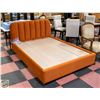 Image 1 : ASSEMBLED BURNT ORANGE MICROFIBER DOUBLE BEDFRAME