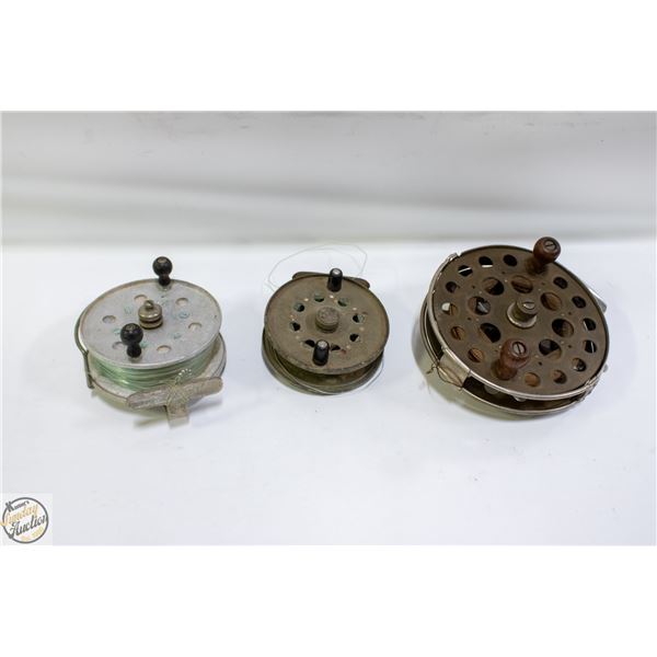 3 VINTAGE FLY-FISHING REELS