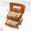 Image 1 : WOODEN JEWELRY BOX AND CONTENTS