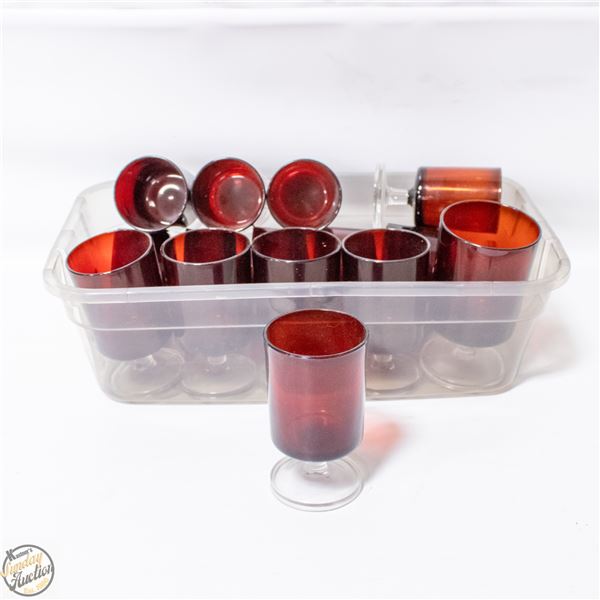 VINTAGE LOT LUMINARC RUBY RED STEMMED