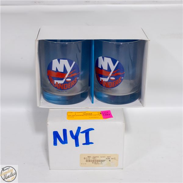 NY ISLANDERS GLASS GIFT SET OF 2 CUPS