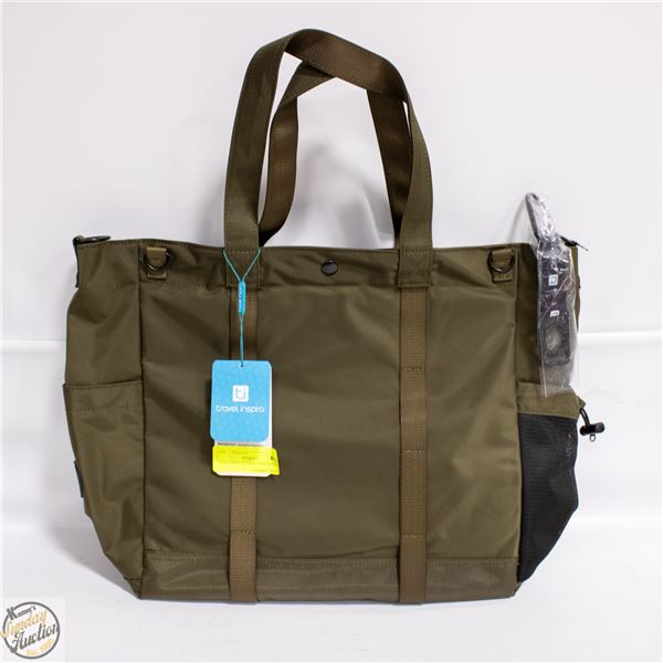 NEW LARGE TRAVEL TOTE GREEN.