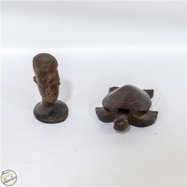 HAND CARVED EBONY WOOD DECOR TURTLE