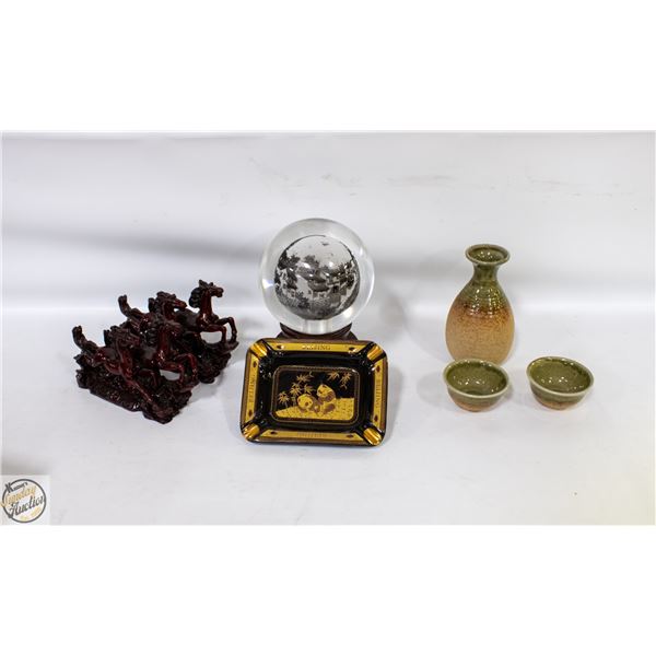 ASIAN DECOR, PAINTED GLASS GLOBE