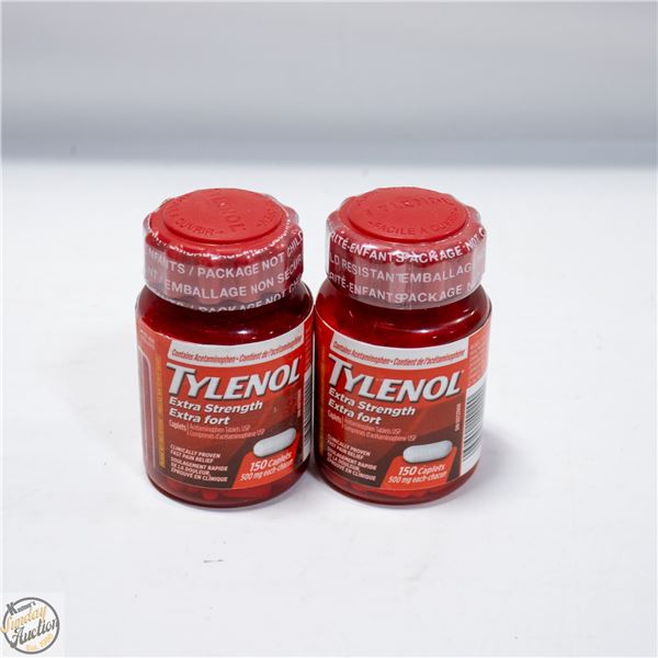 (2) TYLENOL EXTRA STRENGTH 150 CAPLETS EXP 10/26.
