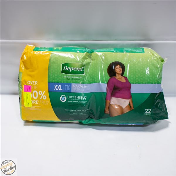 DEPENDS 2XL ADULT DISPOSABLE PULLUP BRIEFS 22