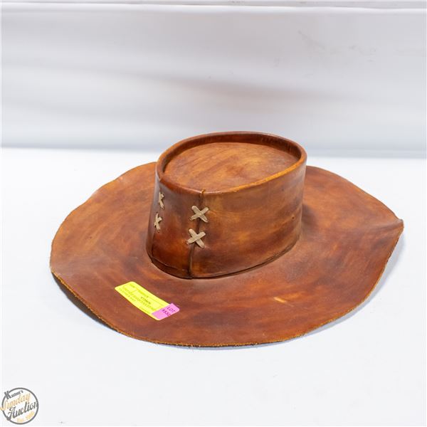 VINTAGE HAND TOOLED MEXICAN LEATHER HAT