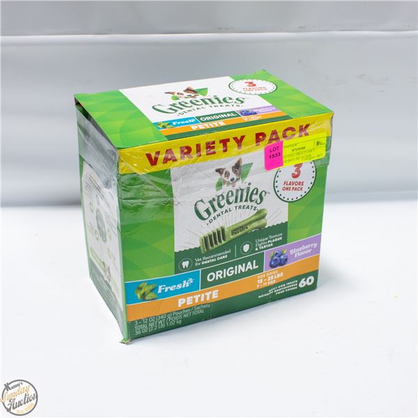 GREENIES DOG TREATS 60CT DAMAGED BOX BB 10/2026