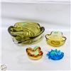 Image 1 : VINTAGE CHALET ART GLASS ASHTRAY/CANDY DISH OLIVE-
