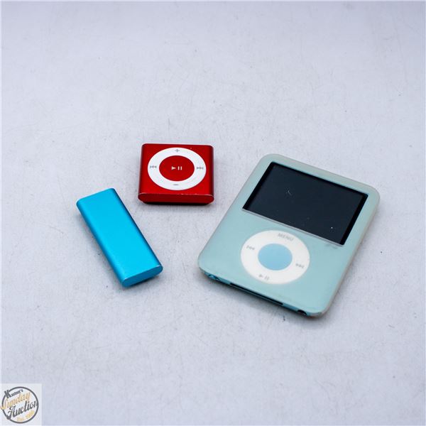3 UNTESTED IPODS NO POWER CORDS