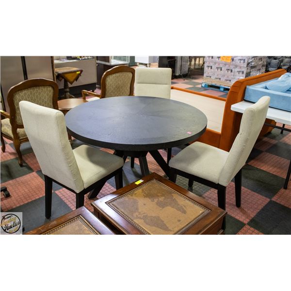 ROUND BLACK DINING TABLE H-30" DIAMETER-48" WITH 3
