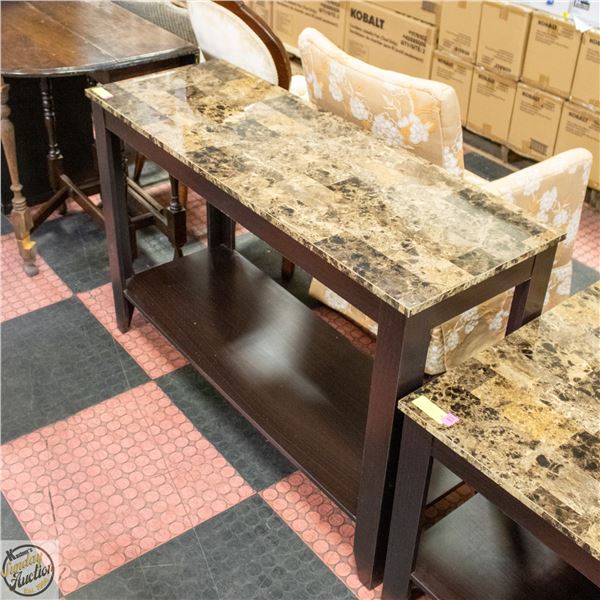 HALLWAY TABLE 2 TIER WITH FAUX STONE TOP