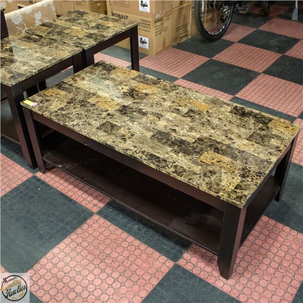 COFFEE TABLE 2 TIER WITH FAUX STONE TOP H-18"