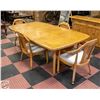 Image 1 : SOLID WOOD DINING TABLE+4 ROLLER ARM CHAIRS+2 LEAF