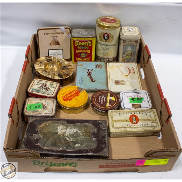 FLAT OF VINTAGE TINS