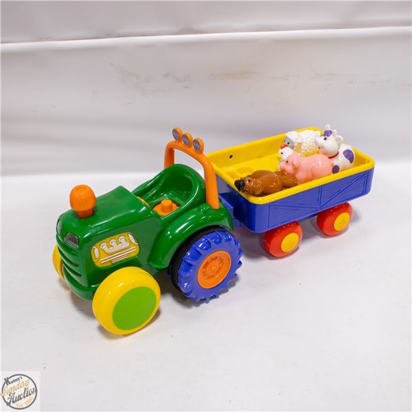 KIDDIELAND FARM TRACTOR & TRAILER WITH