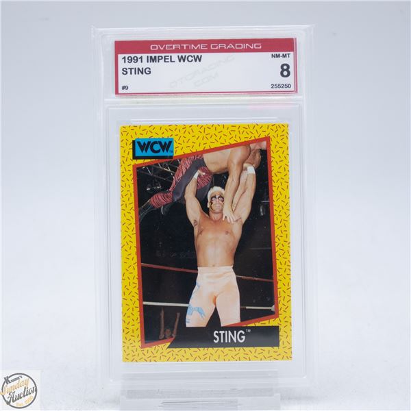 1991 IMPEL WCW STING WRESTLING CARD GRADED 8