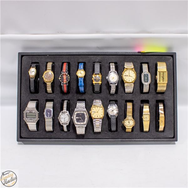 TRAY OF VINTAGE WATCHES, SWISS AND