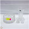 Image 1 : ESTATE GENUINE CRYSTAL BOWL + 3 VASES