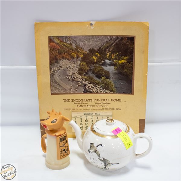 1950 WALL CALENDAR + VINTAGE MOO-COW