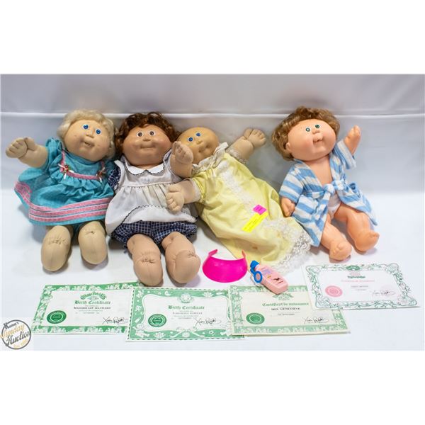 4 VINTAGE CABBAGE PATCH DOLLS WITH