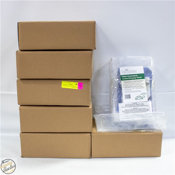 6 BOXES EACH W/ 2 CLEAR DRUMSTICK DISPLAY HOLDERS