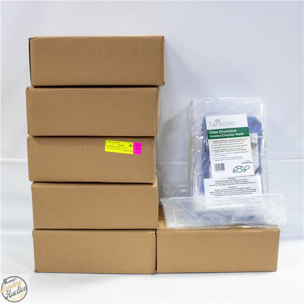 6 BOXES EACH W/ 2 CLEAR DRUMSTICK DISPLAY HOLDERS