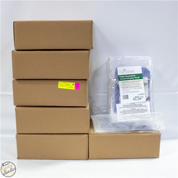 6 BOXES EACH W/ 2 CLEAR DRUMSTICK DISPLAY HOLDERS