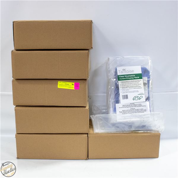 6 BOXES EACH W/ 2 CLEAR DRUMSTICK DISPLAY HOLDERS