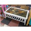 Image 1 : STONE TOPPED WHITE SOLID WOOD FRAMED 2 TIER