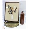 Image 1 : FRAMED PRINT, LARGE METAL TRAY, CHINTZ VASE
