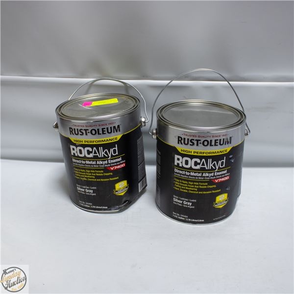 2 RUST OLEUM ROCALKYD SILVER/GREY PAINT