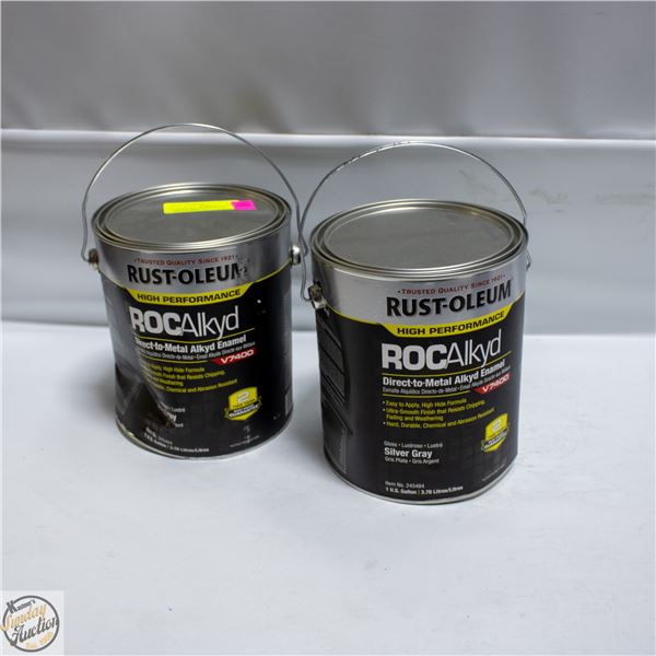 2 RUST OLEUM ROCALKYD SILVER/GREY PAINT