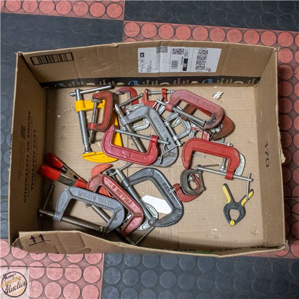 BOX OF ASSORTED CLAMPS