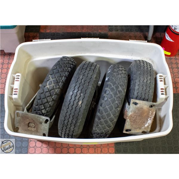 SET OF 4 PNEUMATIC WHEELS/TIRES 2000LB CAPACITY