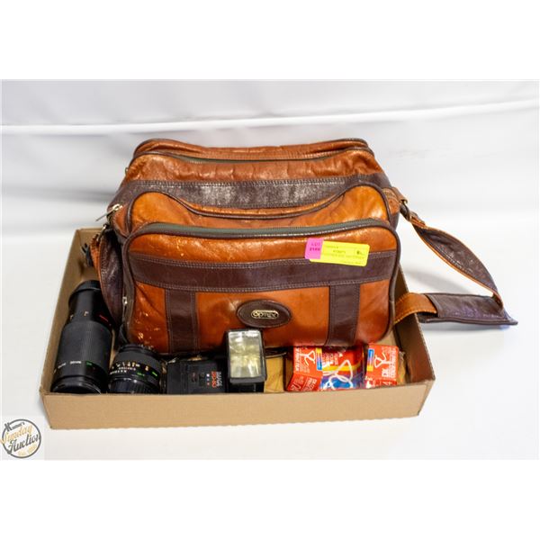 OPTEX LEATHER BAG AND LENSES