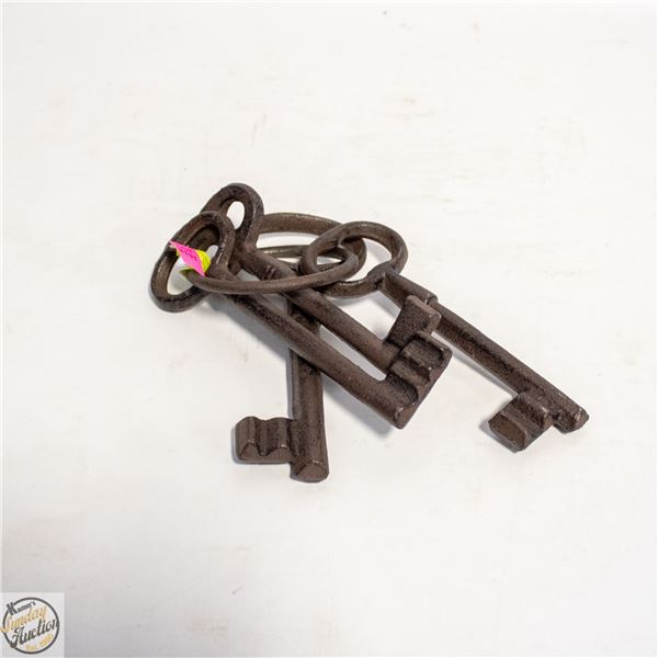 SET OF LARGE CAST IRON SKELETON KEYS