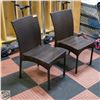 Image 1 : 2 VINYL WICKER PATIO STRAIGHTBACK CHAIRS, BROWN