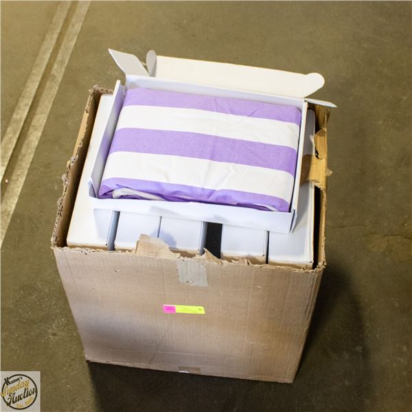 CASE OF 12 PURPLE+WHITE BEANBAG/STUFFED ANIMAL-