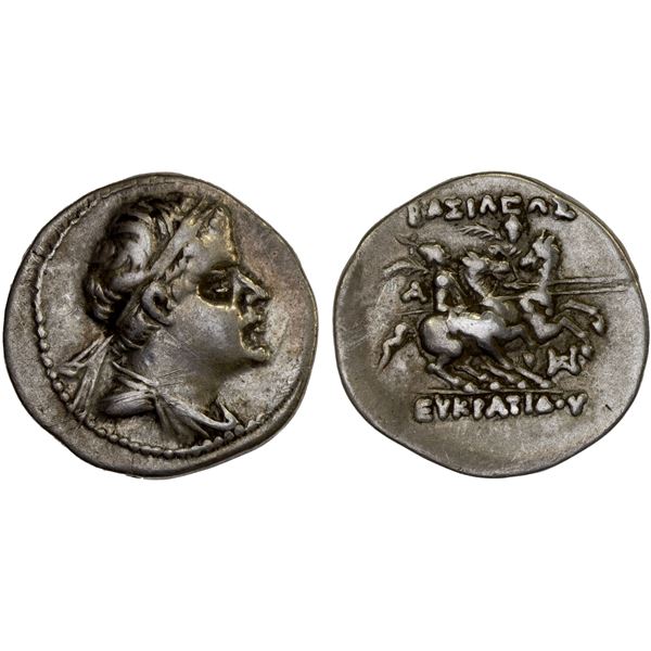 BACTRIA: Eukratides I Megas, ca. 170-145 BC, AR drachm (4.13g), VF