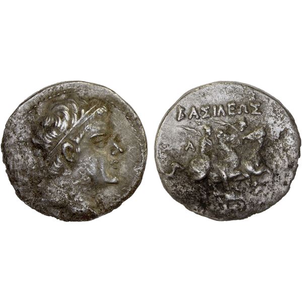 BACTRIA: Eukratides I Megas, ca. 170-145 BC, AR drachm (3.48g), VF