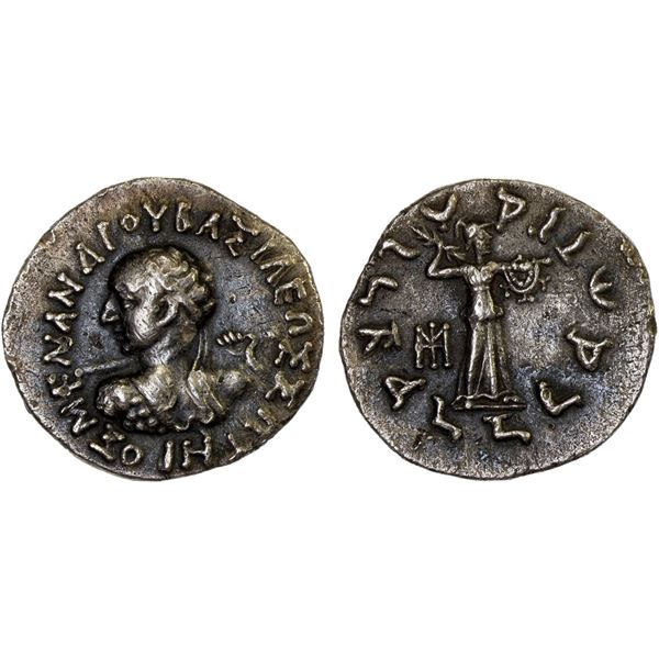 BACTRIA: Menander I Soter, ca. 155-130 BC, AR drachm (2.37g), VF