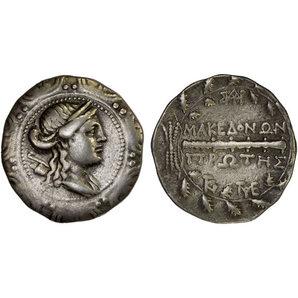 MACEDONIA (ROMAN): First Meris, AR tetradrachm (16.53g), Amphipolis, ca. 167-149 BC, F-VF