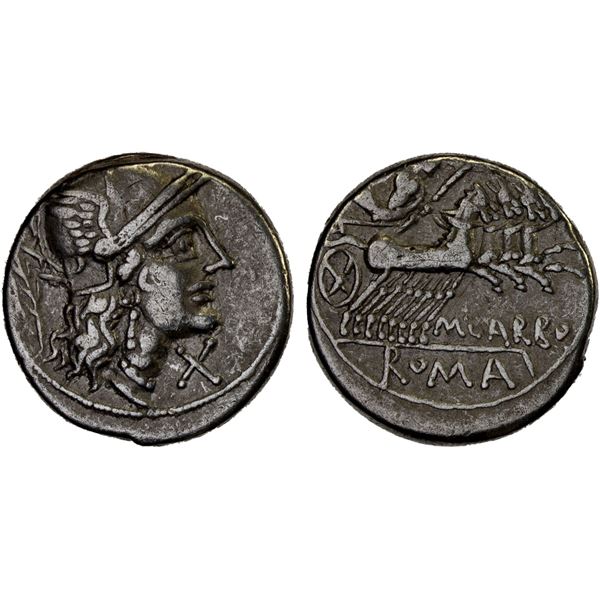 ROMAN REPUBLIC: M. Papirius Carbo, AR denarius (3.87g), Rome, 122 BC, F-VF