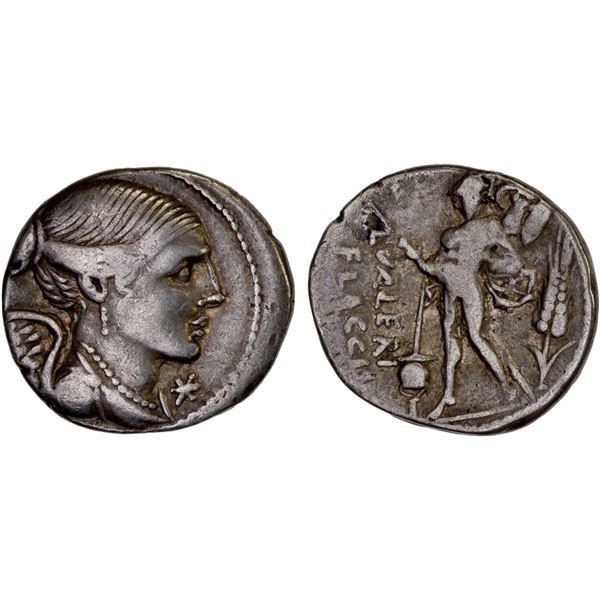 ROMAN REPUBLIC: L. Valerius Flaccus, AR denarius (3.90g), Rome, 108-107 BC, F-VF