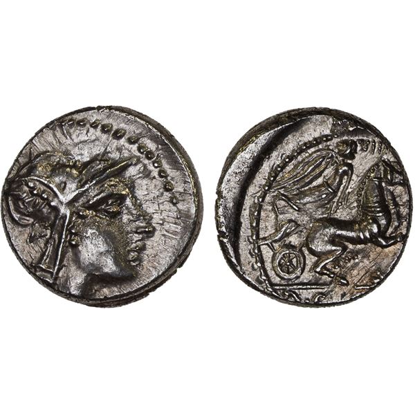 ROMAN REPUBLIC: D. Silanus L.f. AR denarius (4.03g), Rome, 91 BC, XF-AU