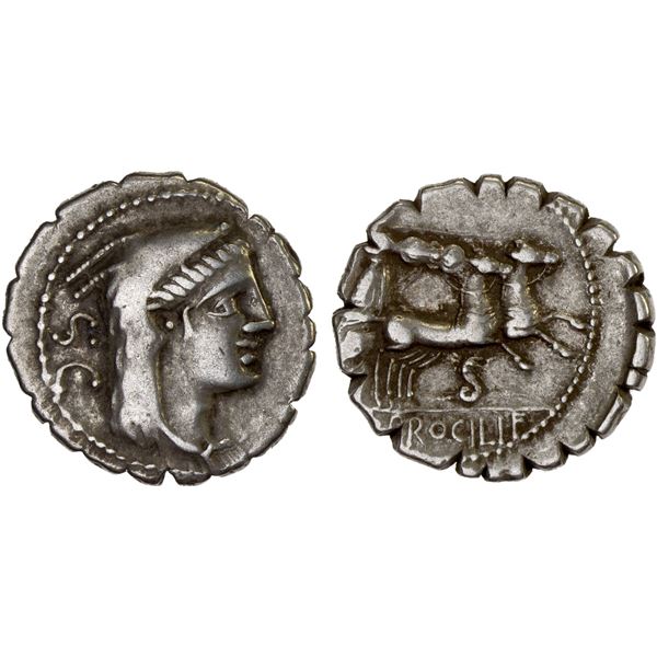 ROMAN REPUBLIC: L. Procilius, AR denarius (3.74g), Rome, 80 BC, VF